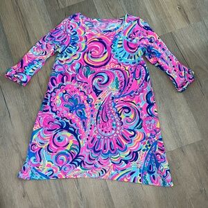 Lilly Pulitzer Girls Edna Shift 3/4 Sleeve Paisley Dress, Girls Size M 6/7